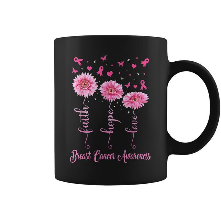 Faith Hope Love Daisy Pink Ribbon Breast Cancer Awareness Coffee Mug