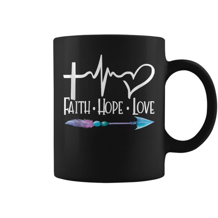 Faith Hope Love Heart Cross Boho Arrow Christian  Faith Funny Gifts Coffee Mug