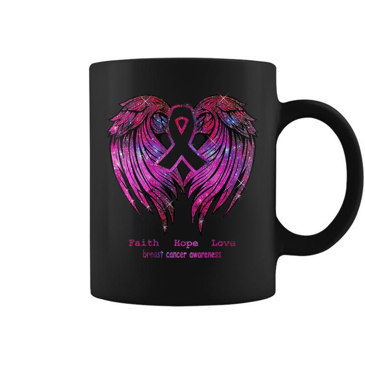 Faith Hope Love Wings Breast Cancer Awareness Back Coffee Mug