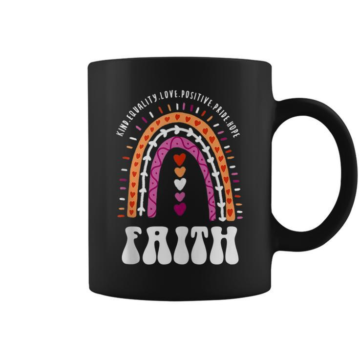 Faith Lesbian Pride Boho Rainbow  Faith Funny Gifts Coffee Mug