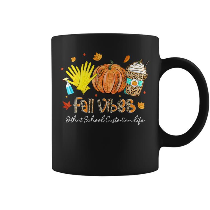 Fall Vibes & That School Custodian Life Pumpkin Leopard Coffee Mug