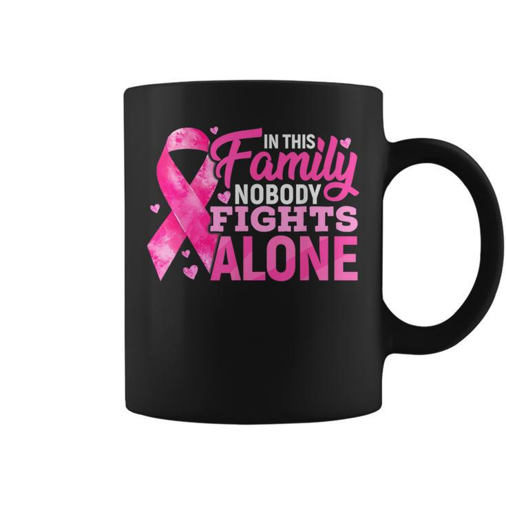 In This Family No One Fight Alone Breast Cancer Awareness Coffee Mug