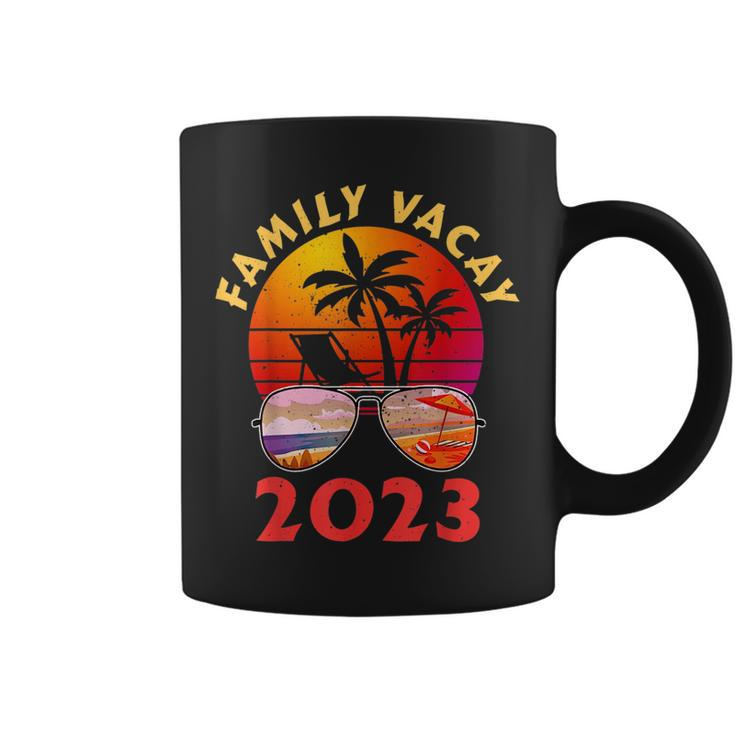 Family Vacay 2023 Retro Sunset Beach Trip Vacation Matching  Coffee Mug