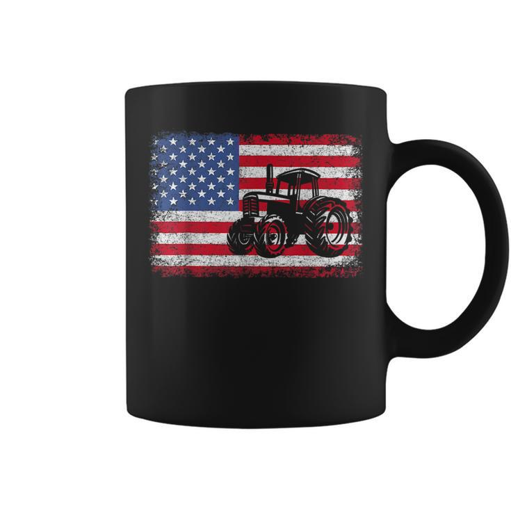 Farm Tractors Usa Flag Patriotic Farming Gift Men Women Boys  Coffee Mug