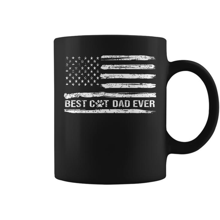Fathers Day Best Cat Dad Ever With Us American Flag Coffee Mug