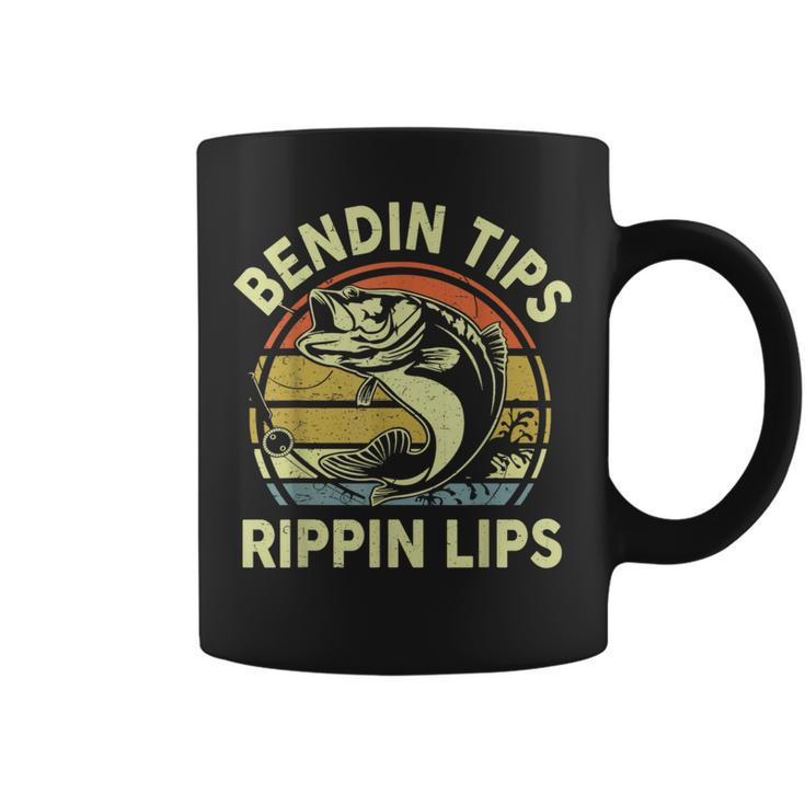 Fathers Day Dad Bendin Tips Rippin Lips Funny Papa Fishing  Coffee Mug
