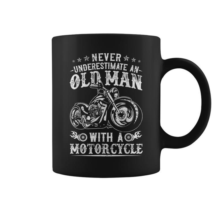 Fathers Day Never Underestimate An Old Man Motorcycle Bday Coffee Mug