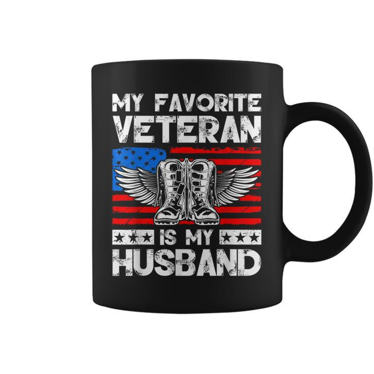 My Favorite Veteran Is My Husband American Us Flag Coffee Mug
