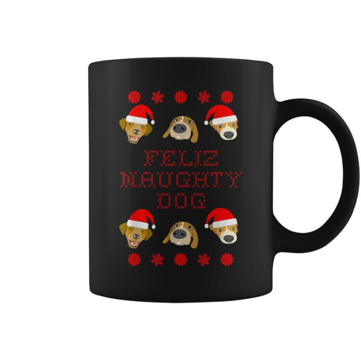 Feliz Naughty Dog Ugly Christmas Sweater-Style Coffee Mug