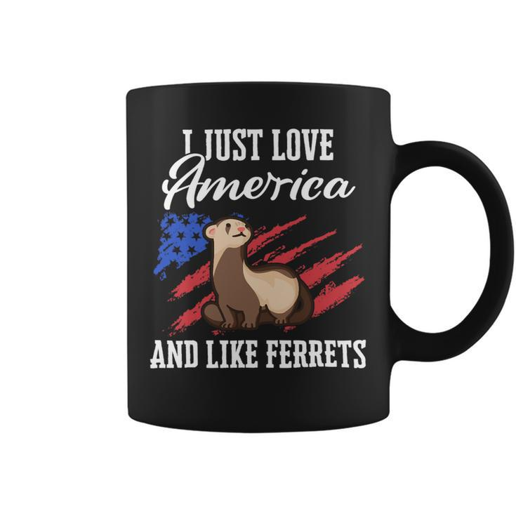 Ferret Marten Animal Usa Flag Coffee Mug