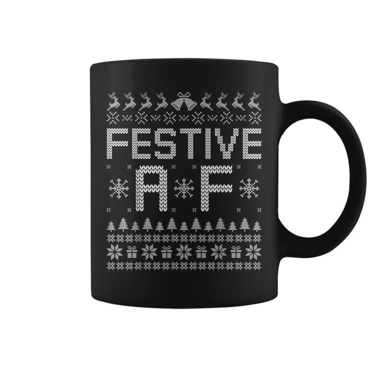 Festive Af Reindeer Adult Ugly Christmas Sweater Coffee Mug