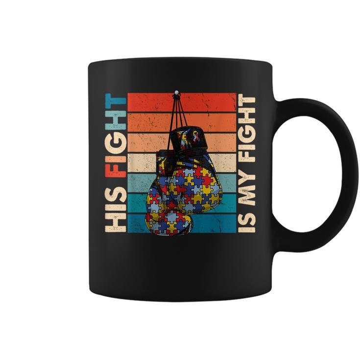 His Fight Is My Fight Boxing Glove Vintage Autism Awareness Coffee Mug