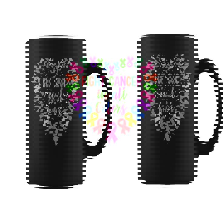 Fight Cancer In All Color Heart Breast Cancer Awareness Coffee Mug
