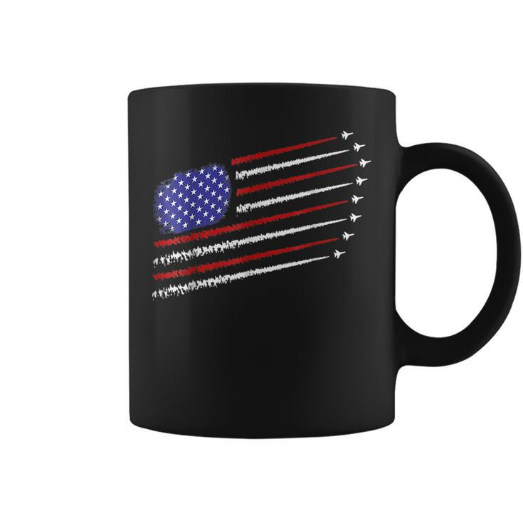 Fighter With Usa American Flag 4Th Of July Celebration Black  Coffee Mug