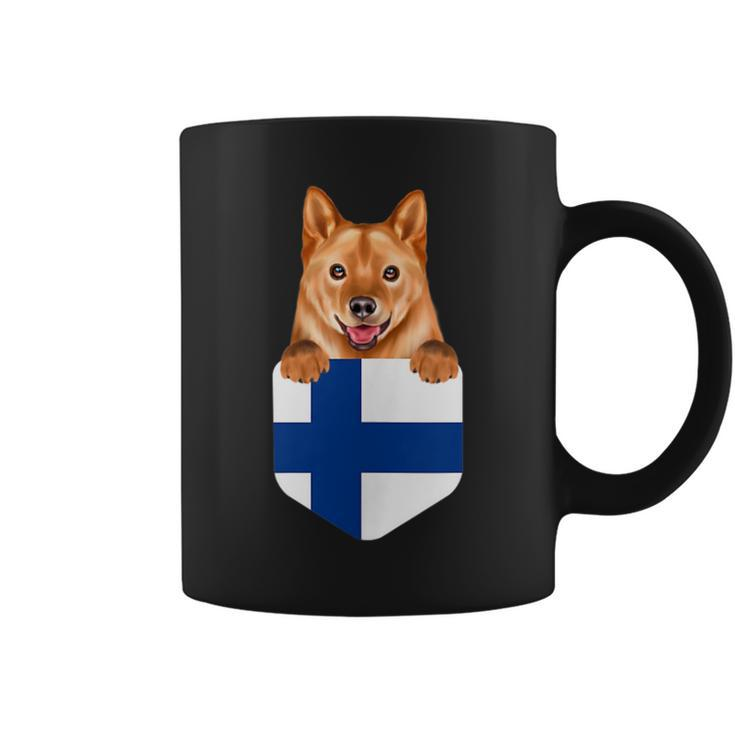 Finland Flag Finnish Spitz Dog In Pocket Coffee Mug
