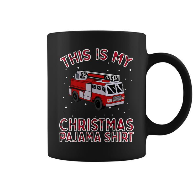 Firefighter Christmas Pajama Fire Truck Fireman Coffee Mug