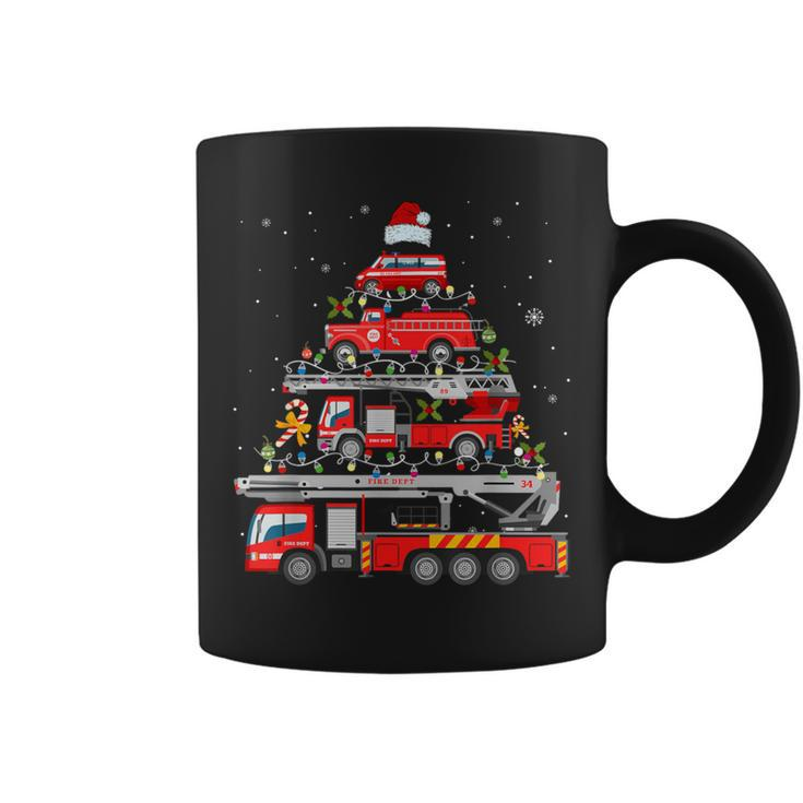 Firefighter Fire Truck Christmas Tree Lights Santa Fireman Coffee Mug