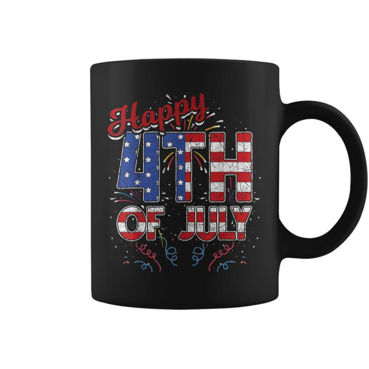 Fireworks Happy 4Th Of July Us Flag American 4Th Of July Coffee Mug