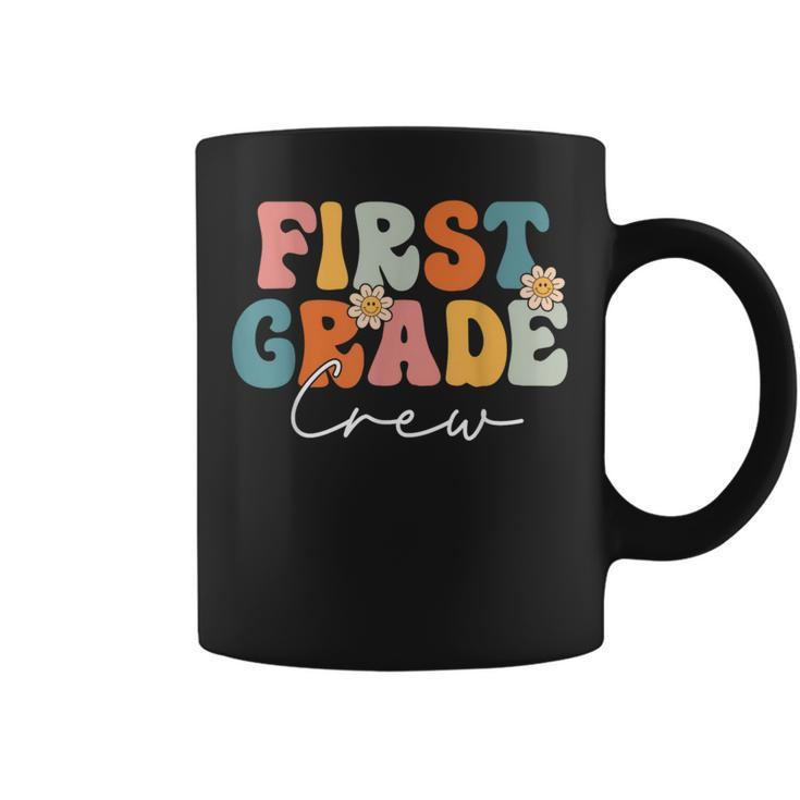 First Grade Crew Team Retro Groovy Vintage Back To School Coffee Mug