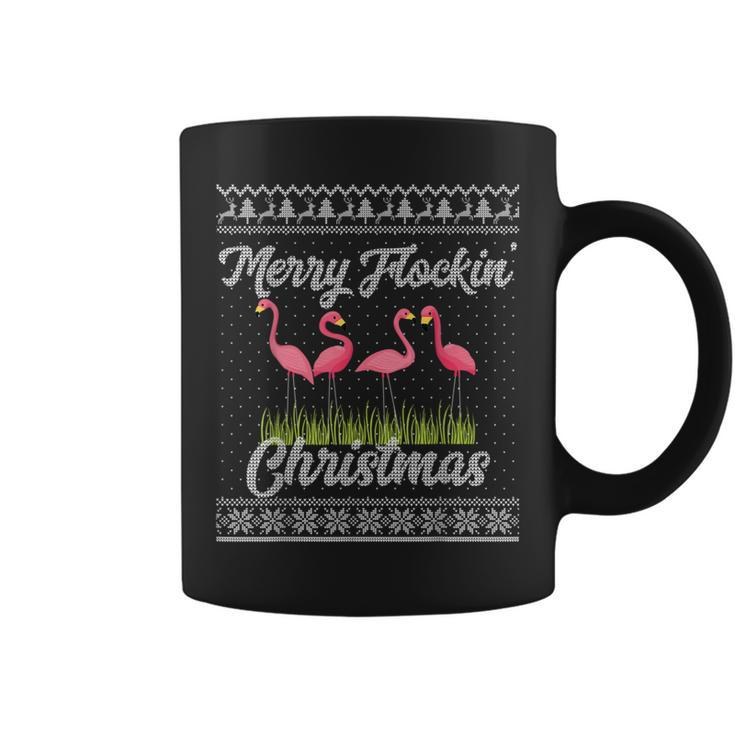 Flamingo Christmas Pun Merry Flockin Holiday Party Coffee Mug