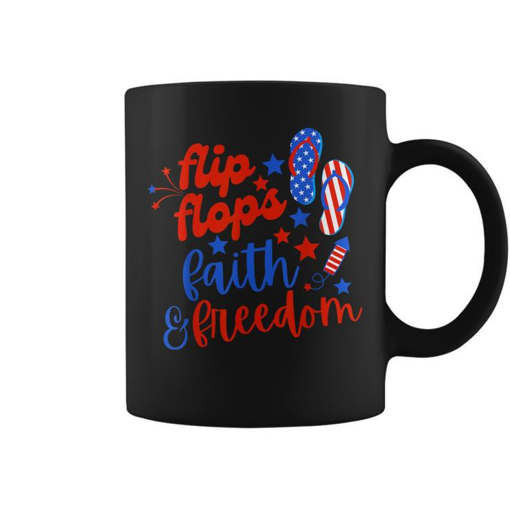 Flip Flops Faith And Freedom Fireworks 4Th Of July Us Flag  Coffee Mug