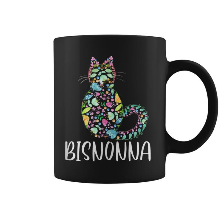 Floral Cat Bisnonna Italian Great Grandma Cat Lover  Coffee Mug