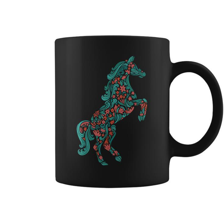 Floral Horse Riding Horse Lover Women Girls Gifts Horse Riding Funny Gifts Coffee Mug