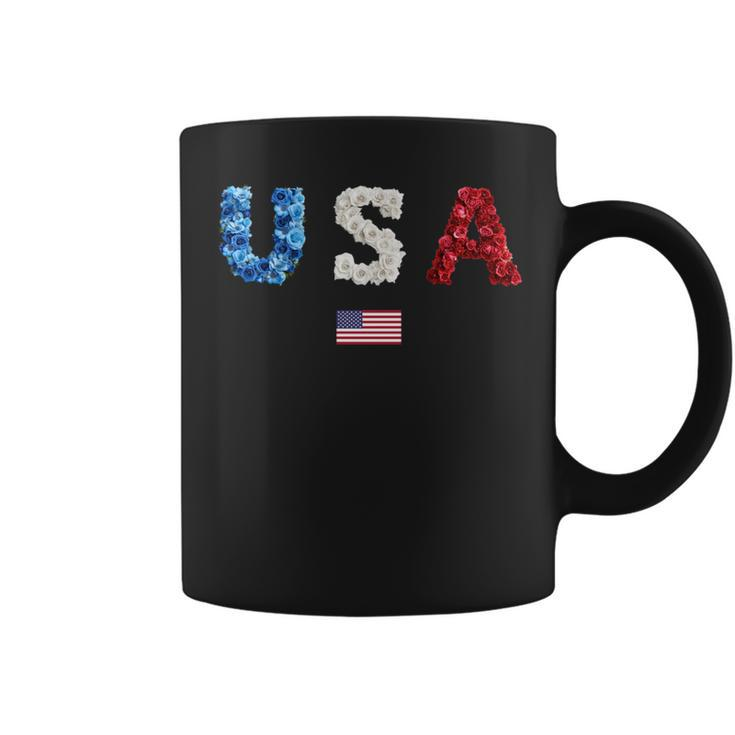Floral Usa  American Flag Rose Men Women Kids Patriotic Patriotic Funny Gifts Coffee Mug