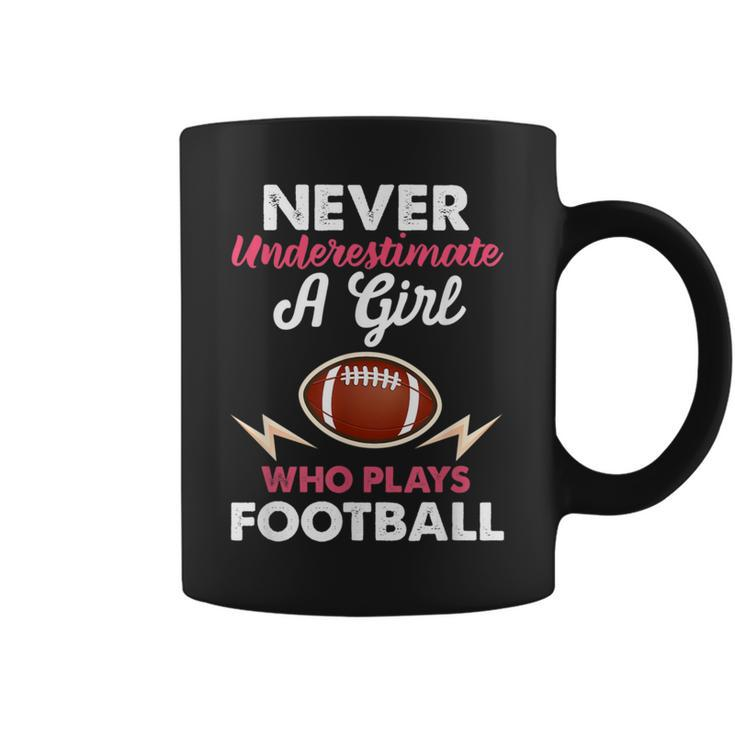 Football Distressed Quote Never Underestimate A Girl Coffee Mug