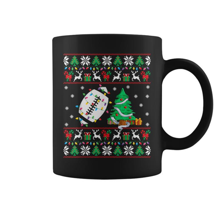 Football Ugly Christmas Sweater Football Player Xmas Lights Coffee Mug