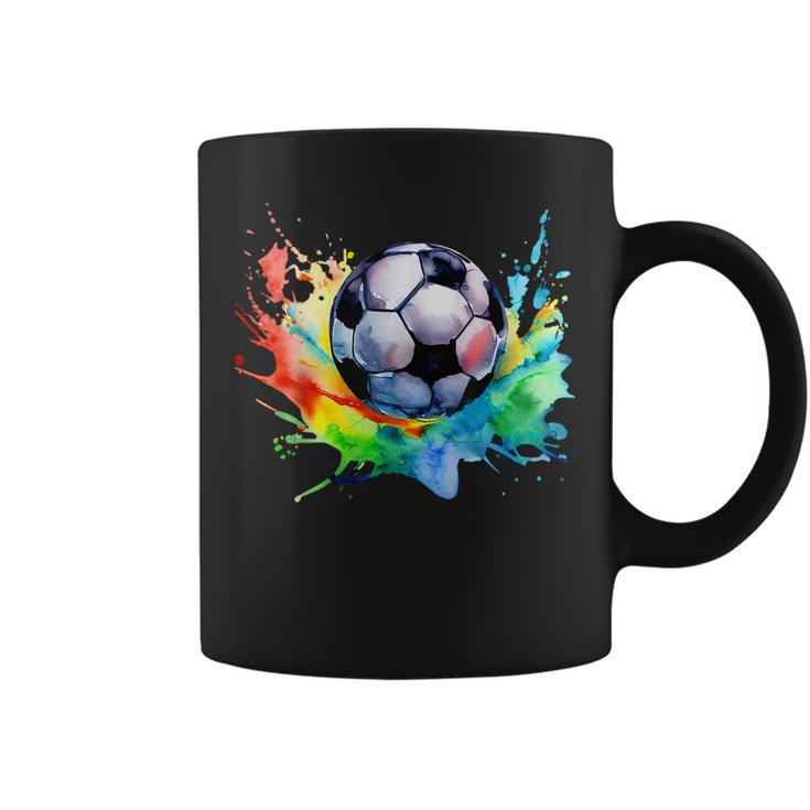 Football Watercolor Soccer Ball Artsy Splash Player Team Coffee Mug