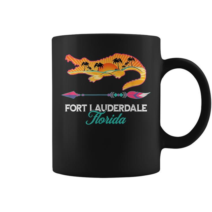 Fort Lauderdale Florida Alligator Retro Palm Trees Souvenir  Coffee Mug