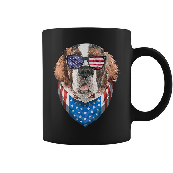 Fourth Of July Bernard American Flag July 4Th St Bernard Dog  Coffee Mug