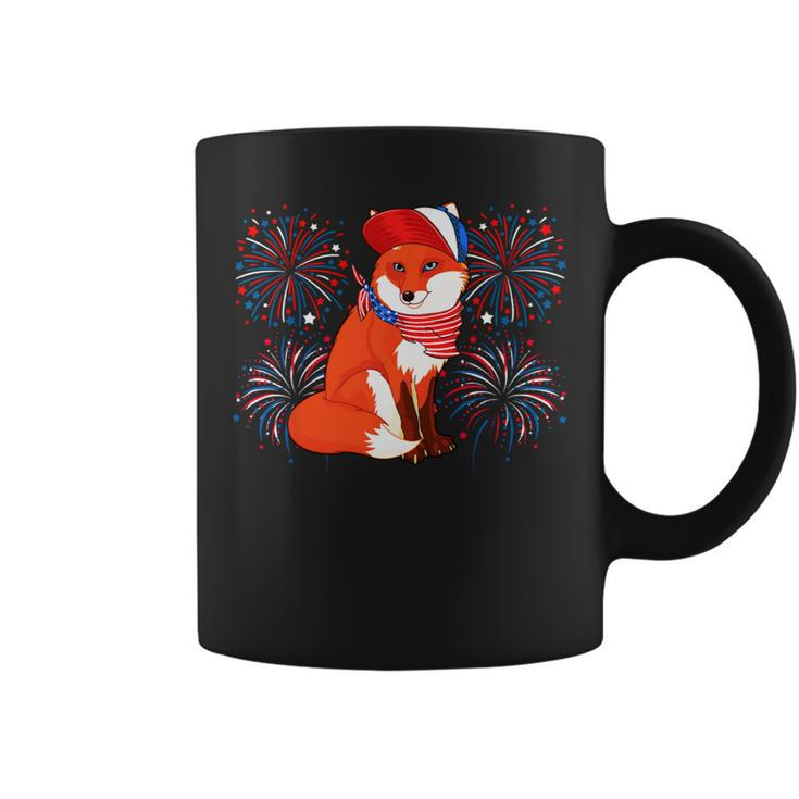 Fox 4Th Of July American Flag Fireworks Costume Animal Coffee Mug
