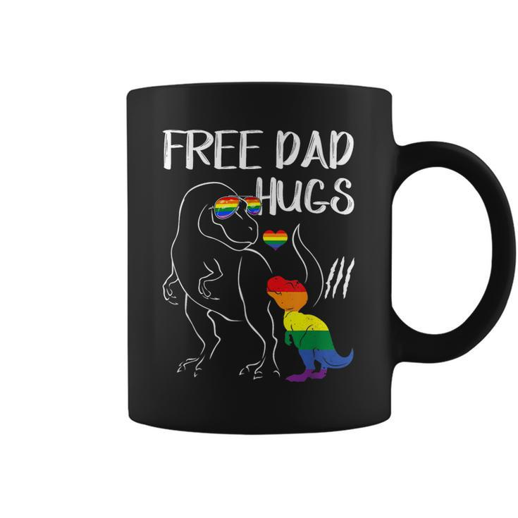Free Dad Hugs Lgbt Pride Dad Dinosaur Rex  Proud Ally  Coffee Mug