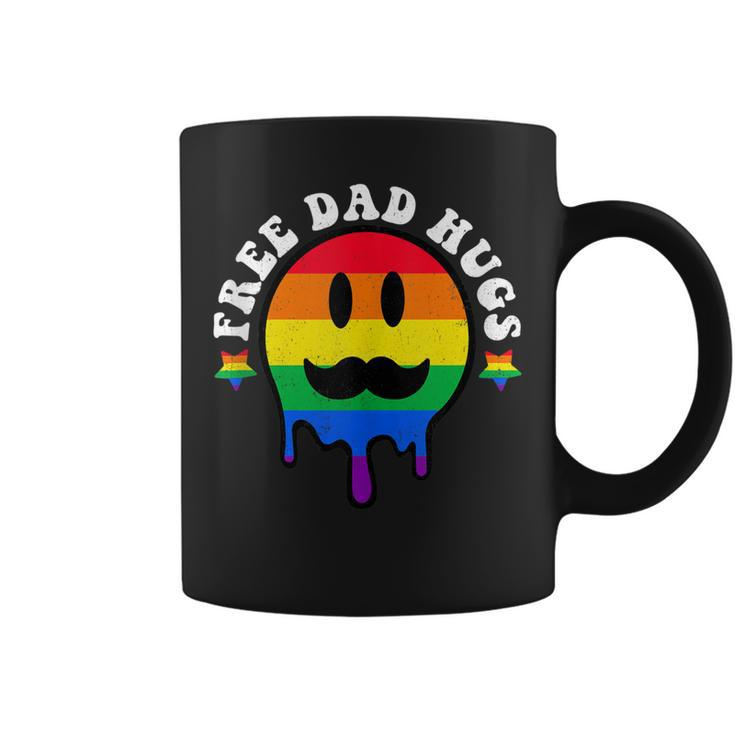 Free Dad Hugs Smile Face Gay Pride Daddy Lgbt Fathers Day  Gift For Women Coffee Mug