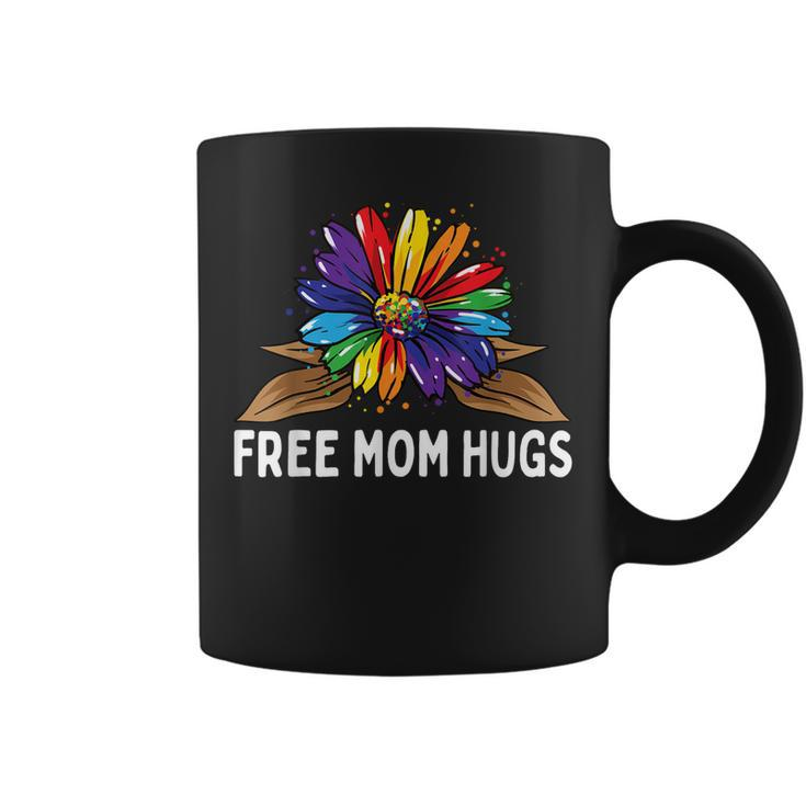 Free Mom Hugs Gay Pride Lgbt Rainbow Sunflower Flower Hippie  Coffee Mug