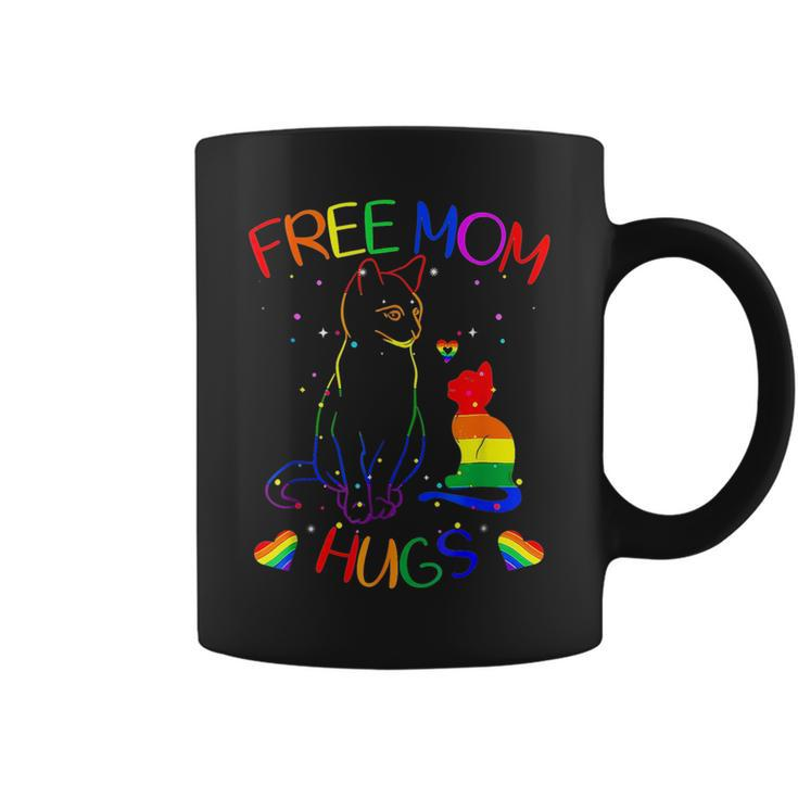 Free Mom Hugs Lgbt Cat Gay Pride Rainbow Coffee Mug