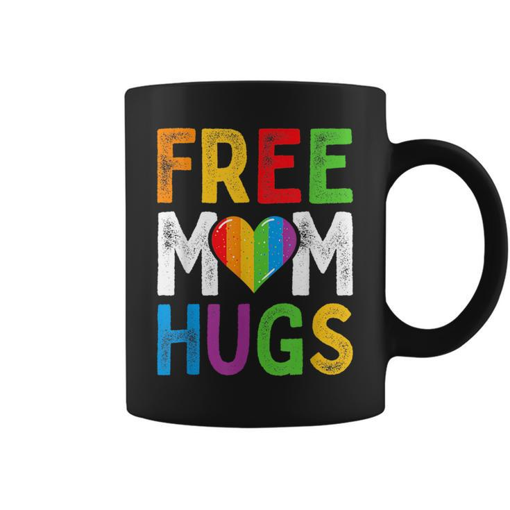 Free Mom Hugs Rainbow Heart Lgbt Ally Pride Month Retro  Coffee Mug