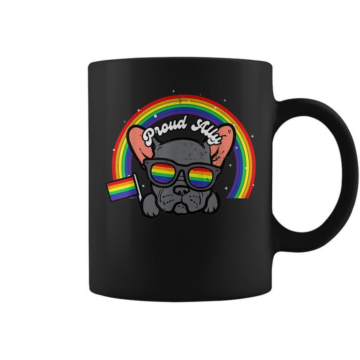 French Bulldog Frenchie Lgbtq Gay Pride Ally Rainbow Flag  Coffee Mug
