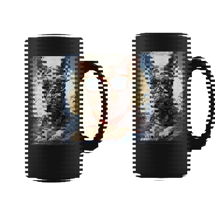 French Bulldog Vehicle Patriot Retro Coffee Mug