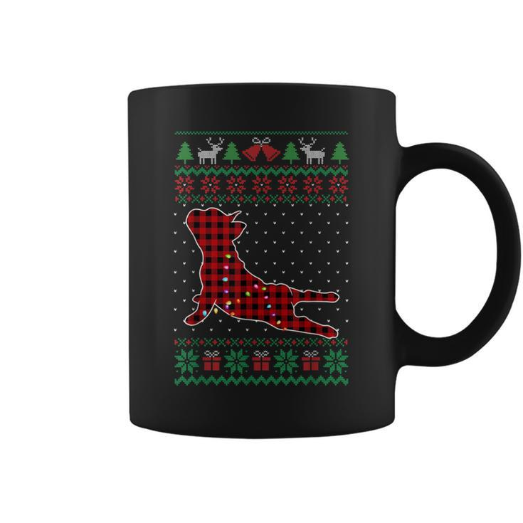 Frenchie Red Plaid Buffalo Ugly Christmas Sweater Coffee Mug