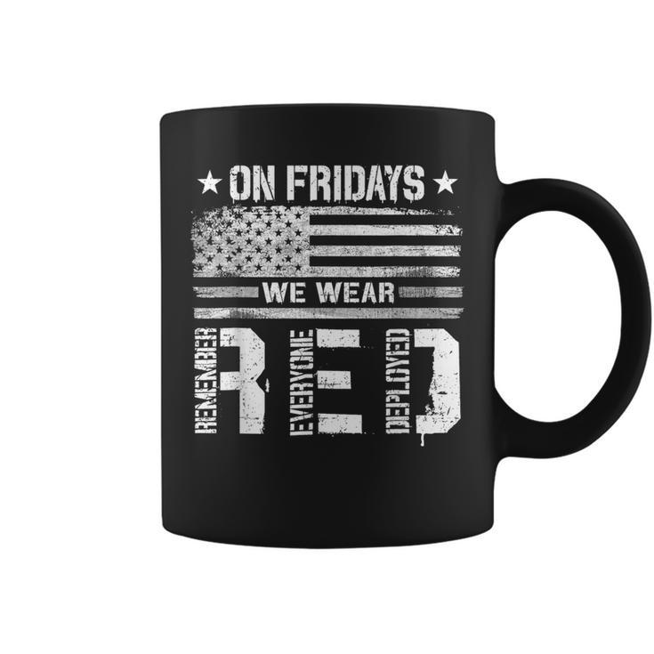 On Friday We Wear Red American Flag Military Supportive Coffee Mug