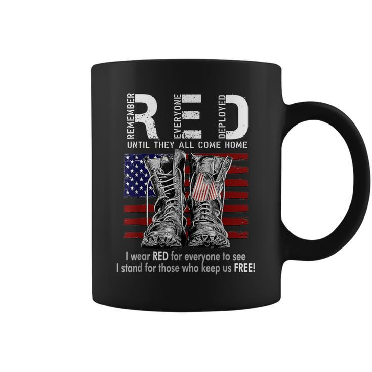 On Friday We Wear Red Remember Everyone Deployed Usa Flag Coffee Mug