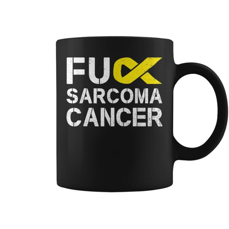 Fuck Sarcoma Cancer Awareness Yellow Ribbon Warrior Fighter  Coffee Mug