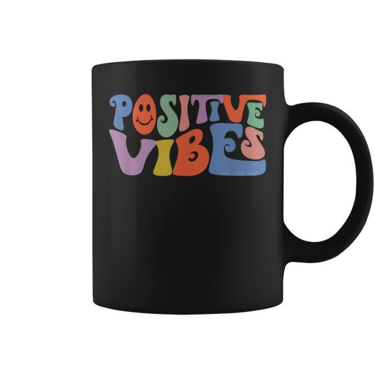 Fun Retro Hippie Inspirational Happy Positive Vibes  Coffee Mug