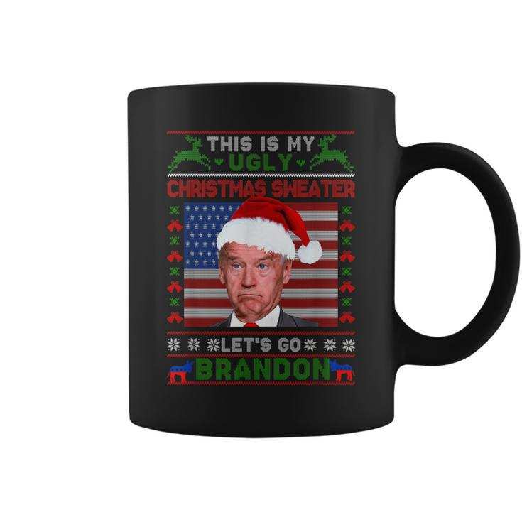 Anti Biden Ugly Christmas Sweater Let's Go Brandon Pjs Coffee Mug
