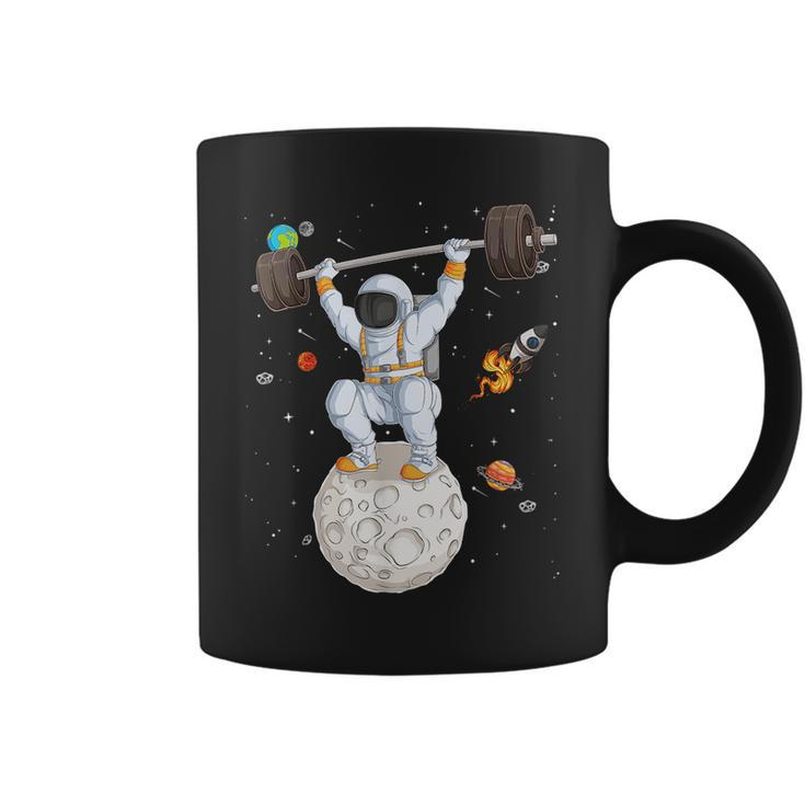 Funny Astronaut Space Weightlifting Fitness Gym Workout Men  Coffee Mug