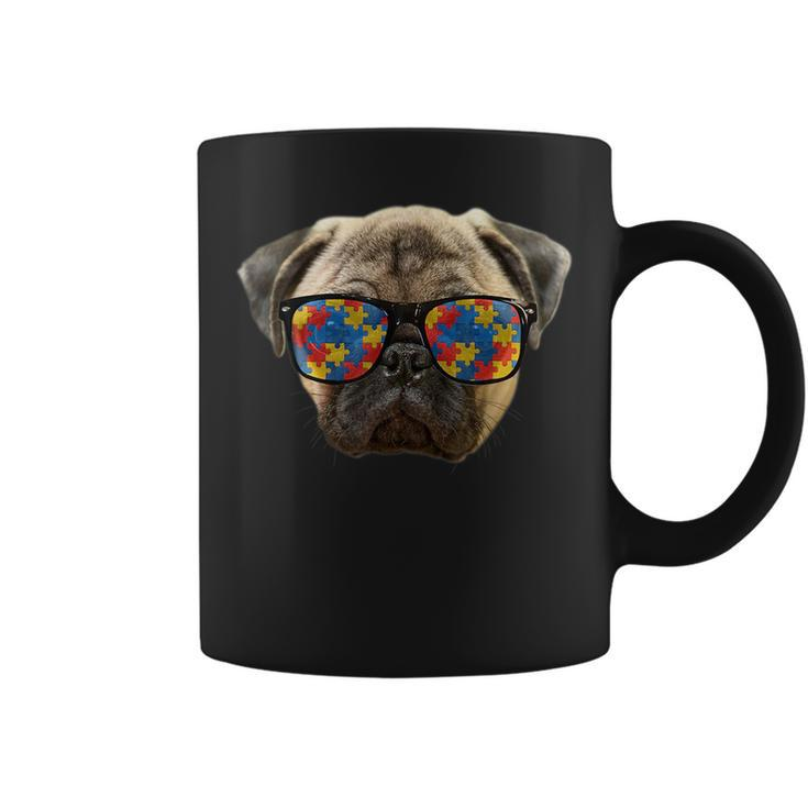Funny Autism Pug Wearing Sunglasses For Autism Awareness Gifts For Pug Lovers Funny Gifts Coffee Mug