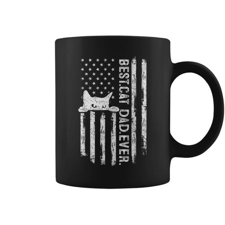 Funny Best Cat Dad Ever Us American Flag Fathers Day 2023  Coffee Mug